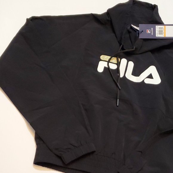 NWT Fila Elsie Funnel Track Top 100% Nylon Black Women's Small New With Tags - Picture 9 of 10